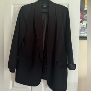 Black open front blazer